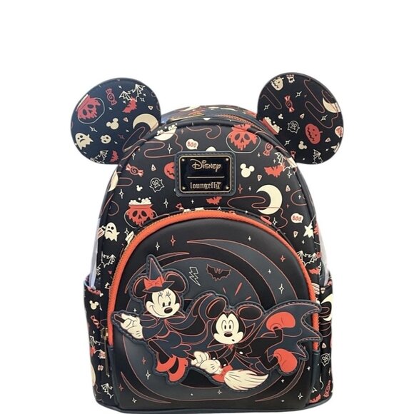 Loungefly Disney Mickey & Minnie Halloween Ears Glow-in-the-Dark Mini Backpack - Picture 3 of 8